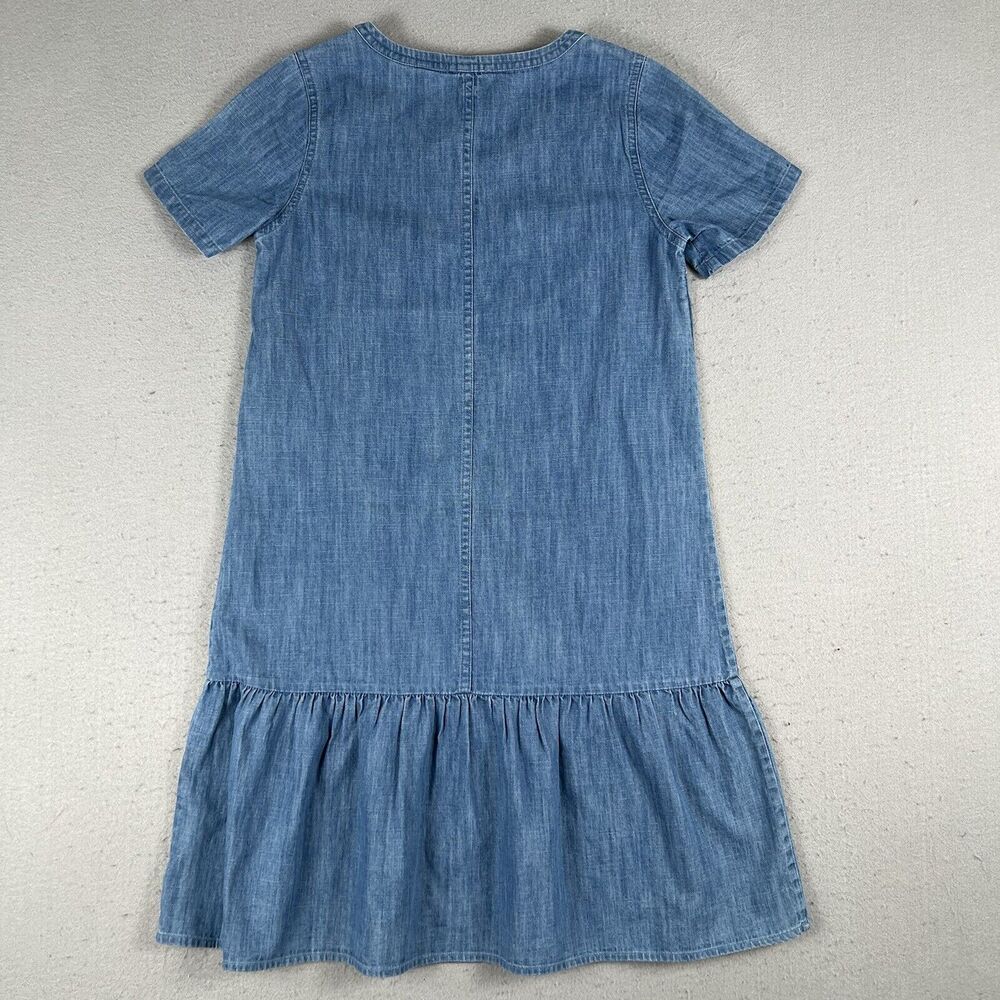 Fat Face Dress 4 Blue Denise Denim Peplum Chambray Short Sleeve Round Neck - Picture 8 of 12